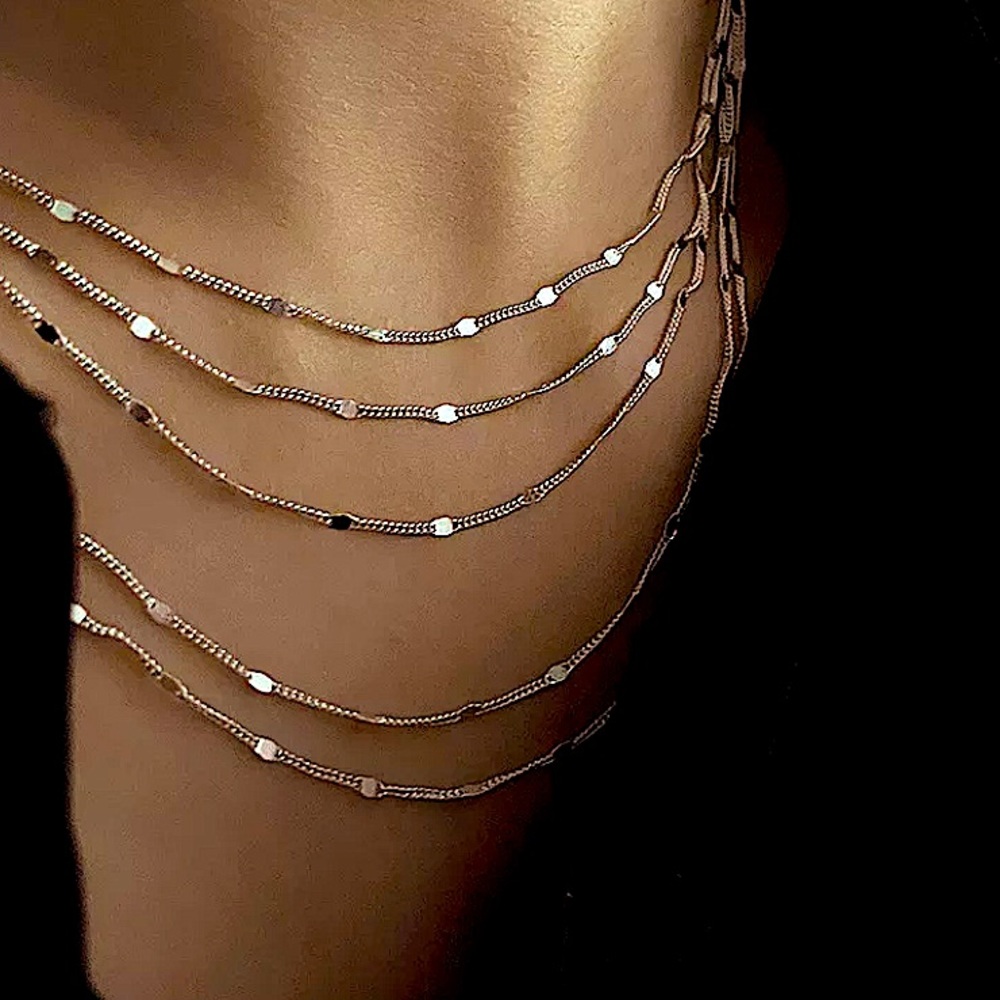 Sterling Silver Multilayer Minimalist Necklace - Picture 5 of 6